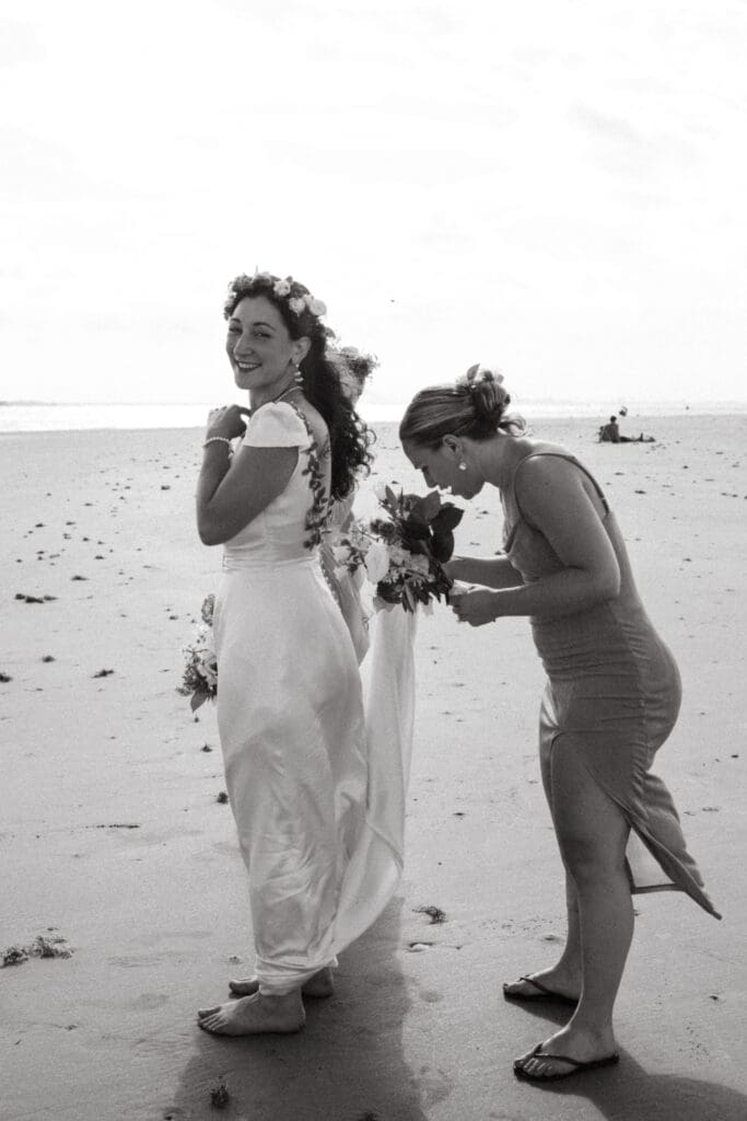 bride and groom kissing wedding photo on beach charleston sc