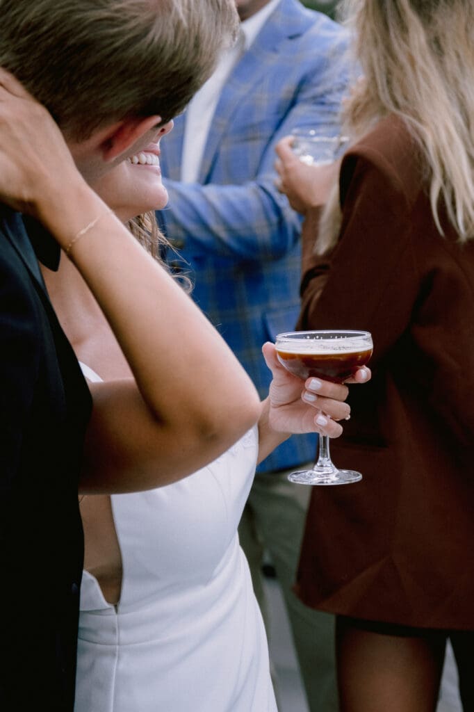 detail of cocktail glass on wedding day