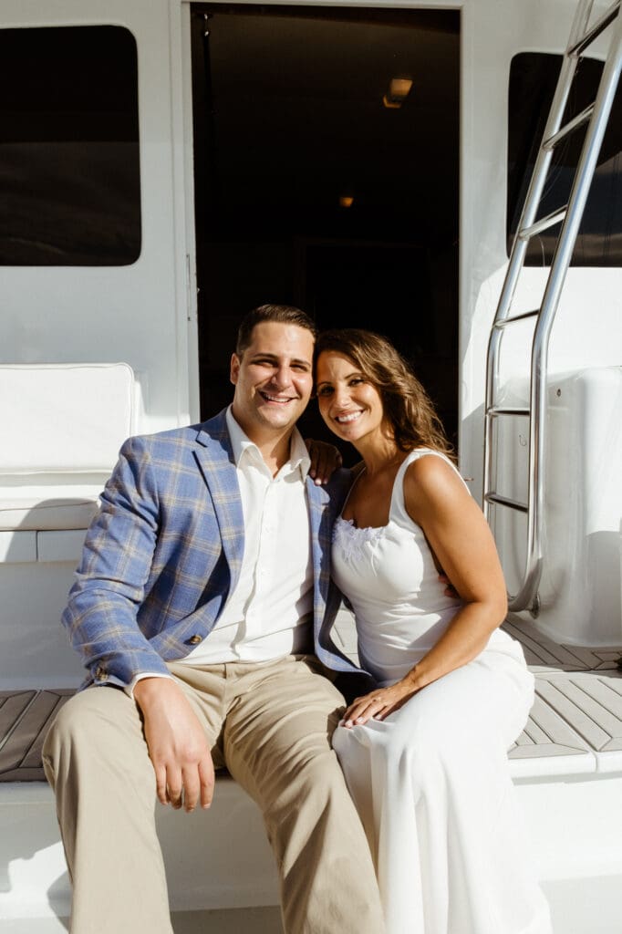 bride and groom editorial style portraits on boat shem creek charleston south carolina