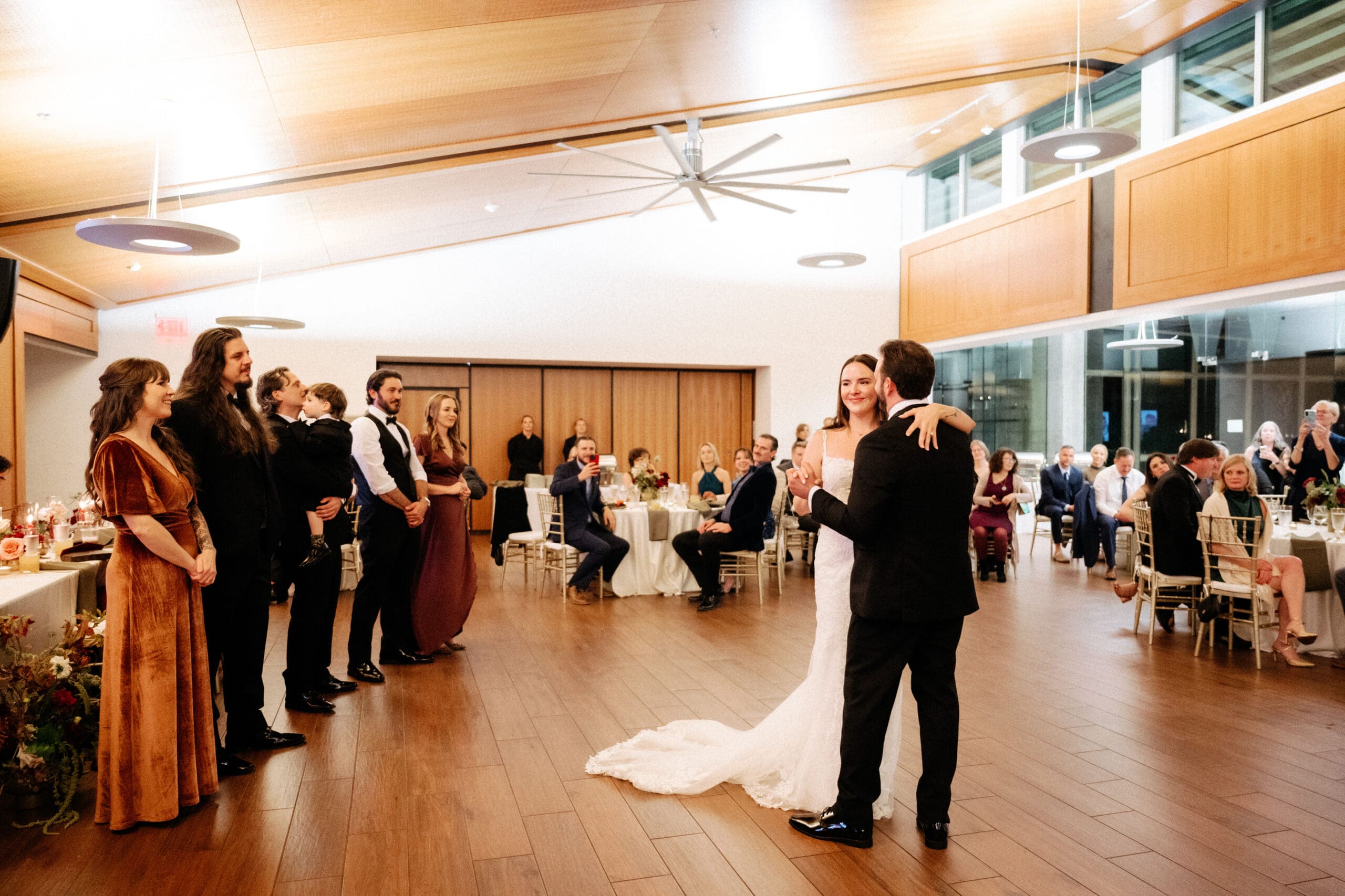 couple on dance floor at founders hall