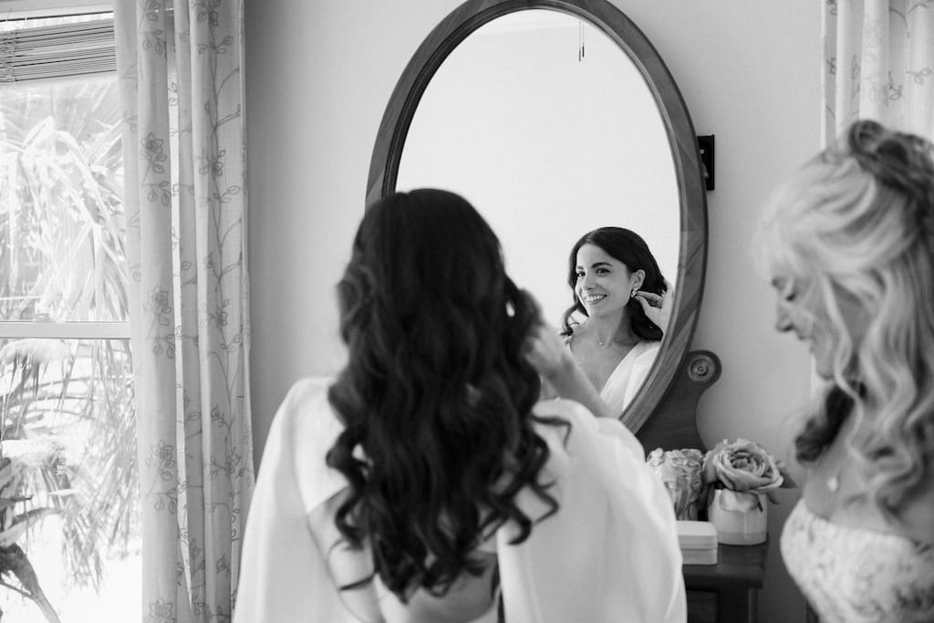 black and white photo of getting ready that looks like film